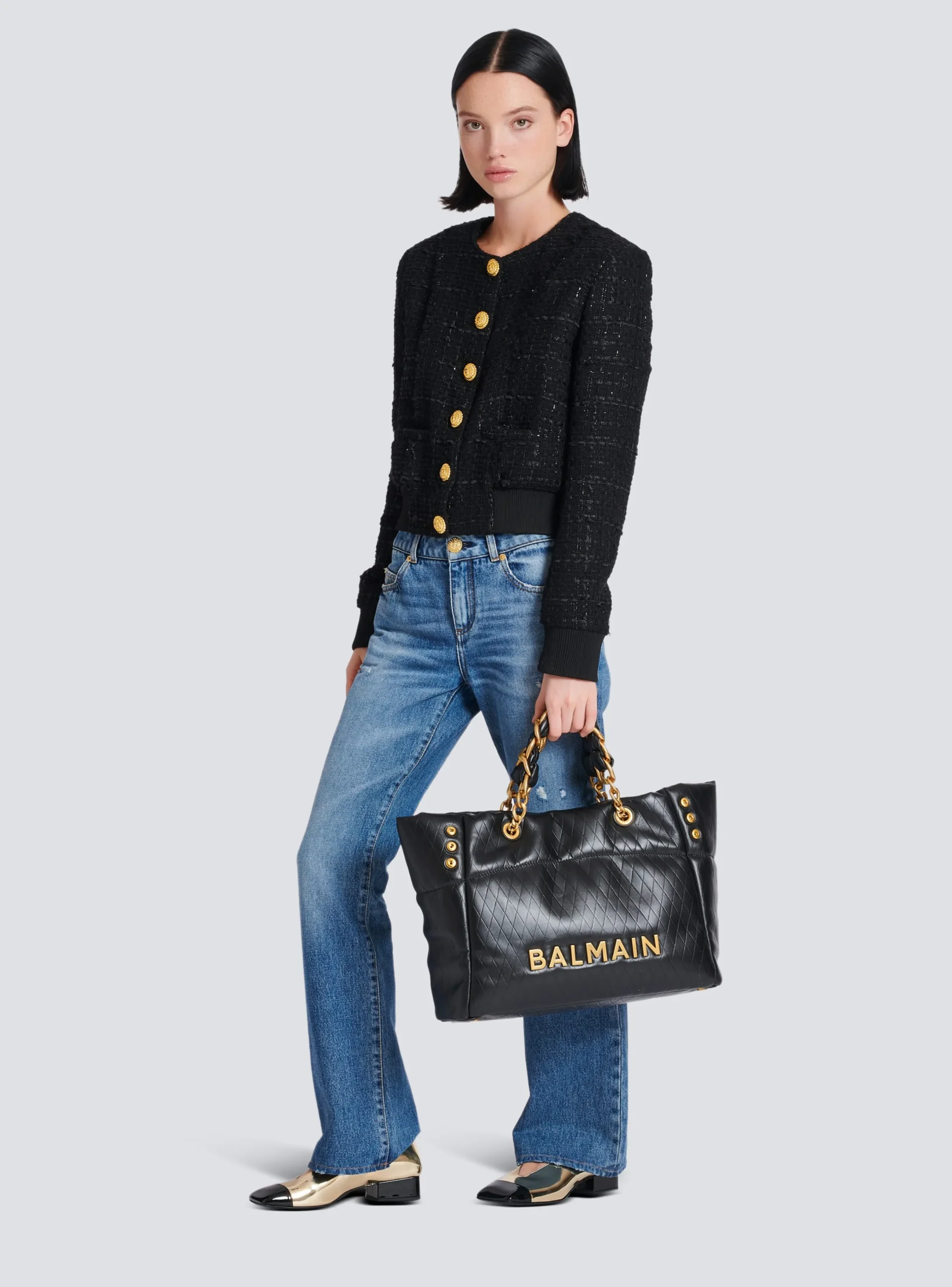 Hot 1945 Soft Tote Bag In Embossed Calfskin With A Grid Motif Women Tote Bags|Shoulder Bags