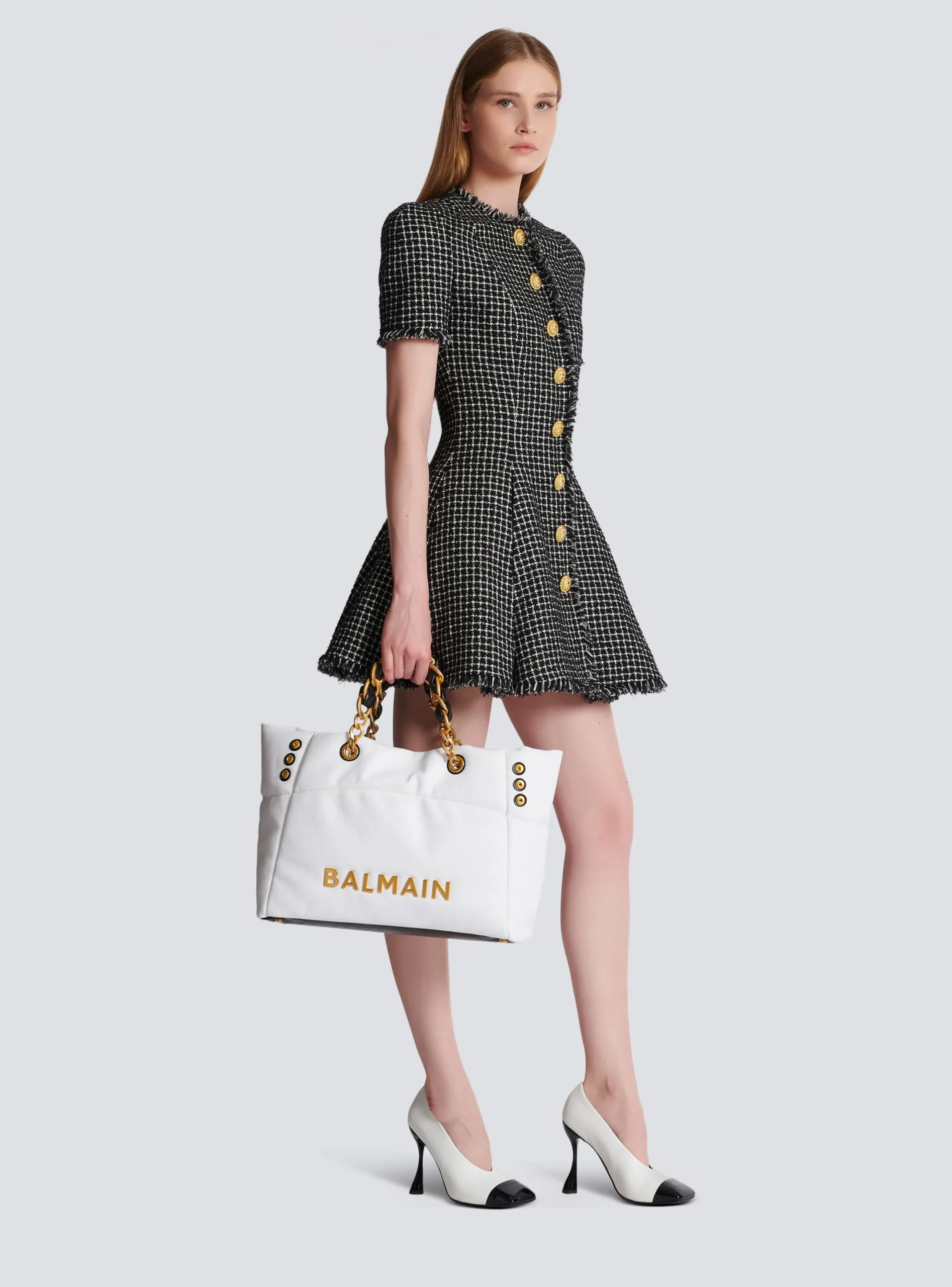 Sale 1945 Soft Tote Bag In Embossed Calfskin With A Grid Motif Women Tote Bags|Shoulder Bags