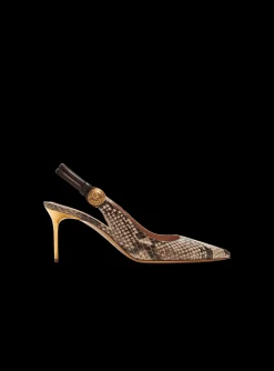 Shop Alma Snakeskin-effect Leather Slingbacks Women High Heels & Pumps