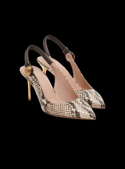 Shop Alma Snakeskin-effect Leather Slingbacks Women High Heels & Pumps