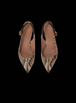 Shop Alma Snakeskin-effect Leather Slingbacks Women High Heels & Pumps
