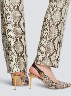 Shop Alma Snakeskin-effect Leather Slingbacks Women High Heels & Pumps