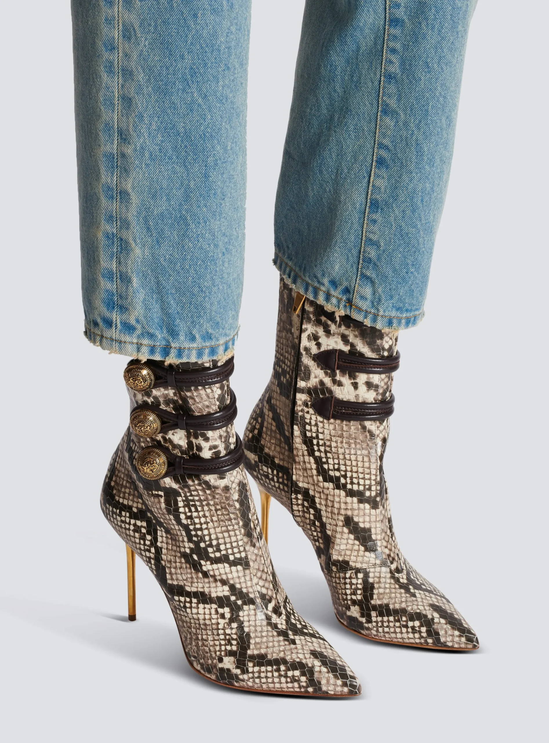 Clearance Alma Snakeskin-effect Leather Ankle Boots Women Boots