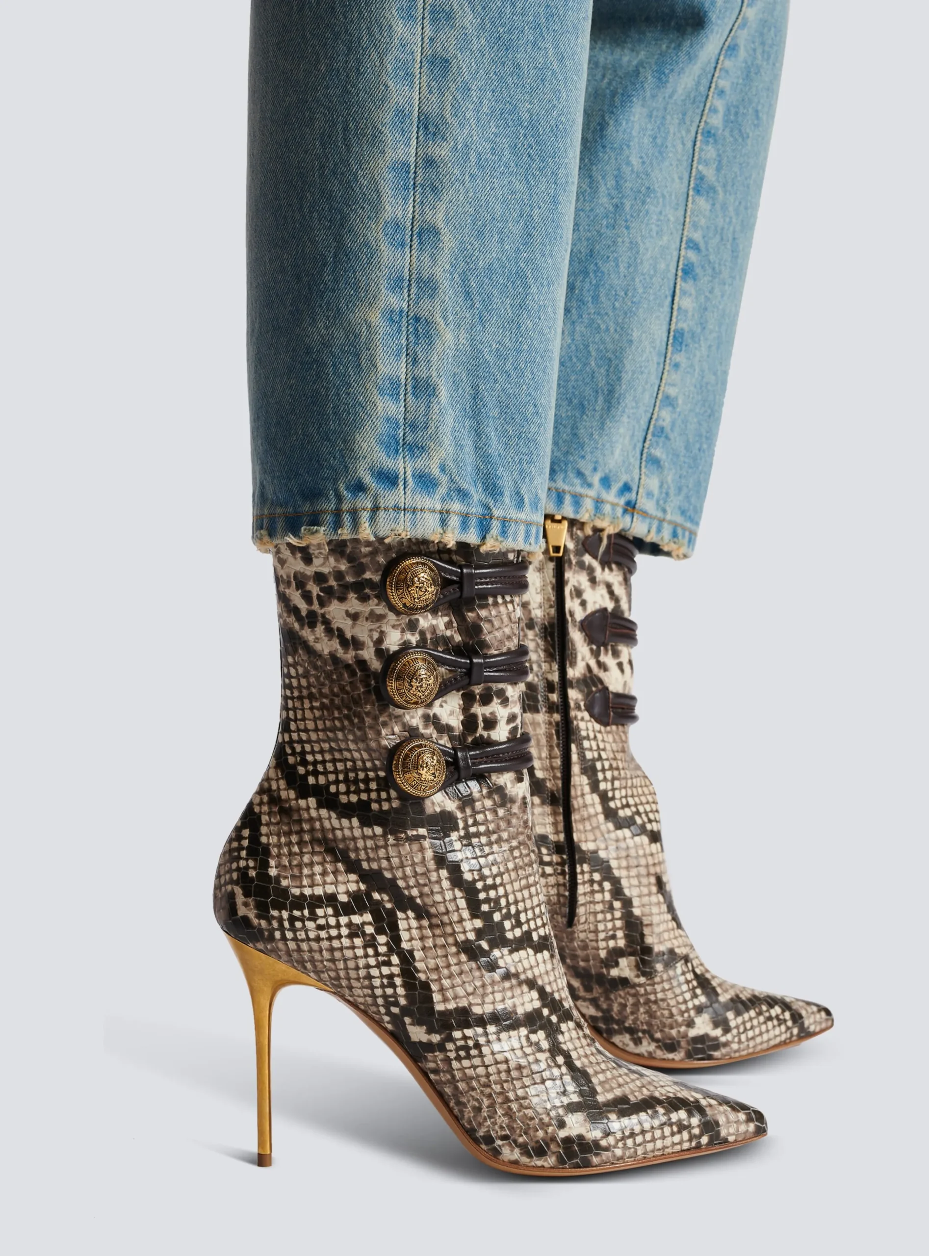 Clearance Alma Snakeskin-effect Leather Ankle Boots Women Boots