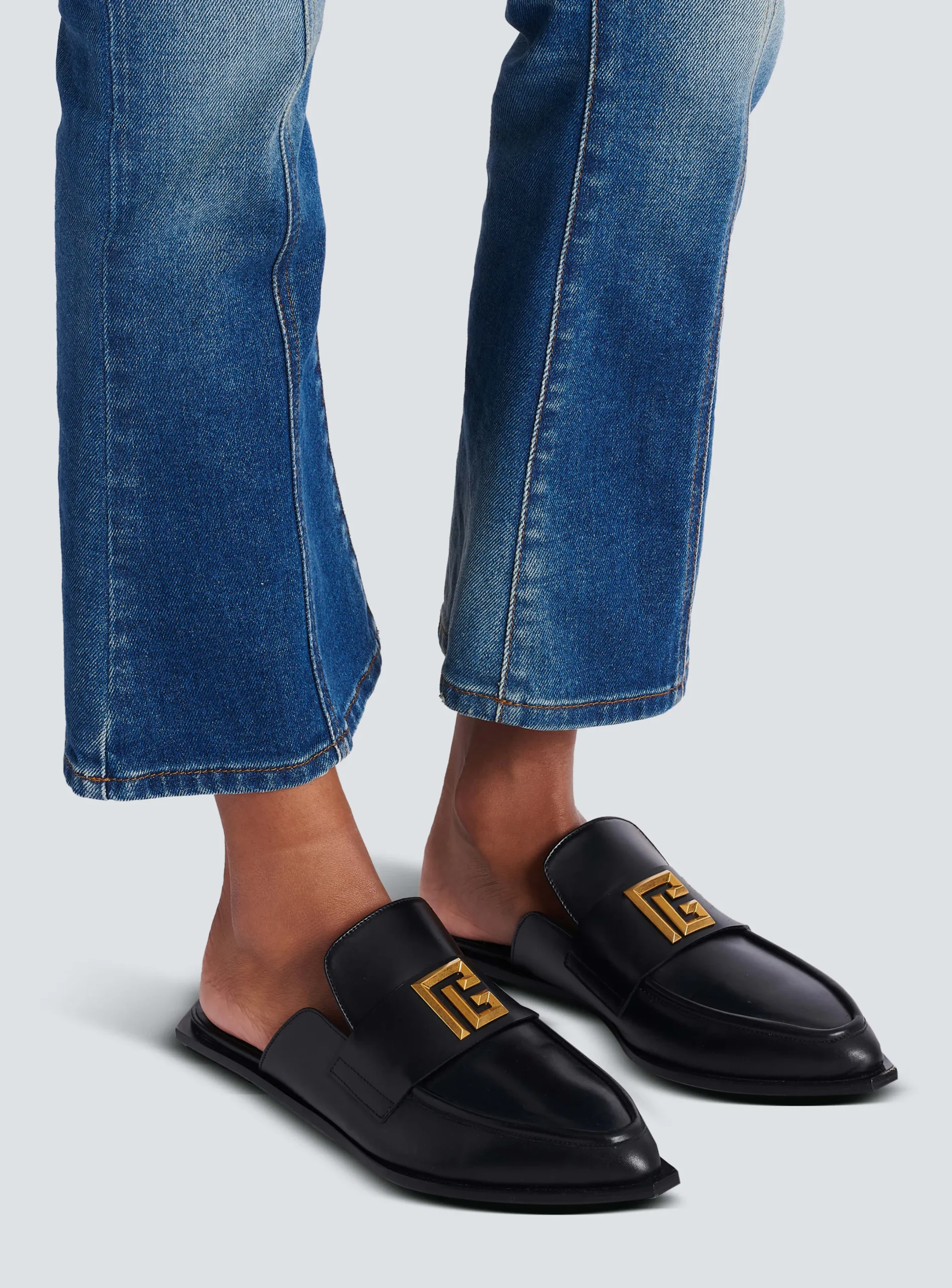 Cheap Ana Leather Mules Women Flat Shoes