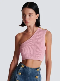 Fashion Asymmetric Knit Top With Buttons Women Knitwear|Tops And Shirts