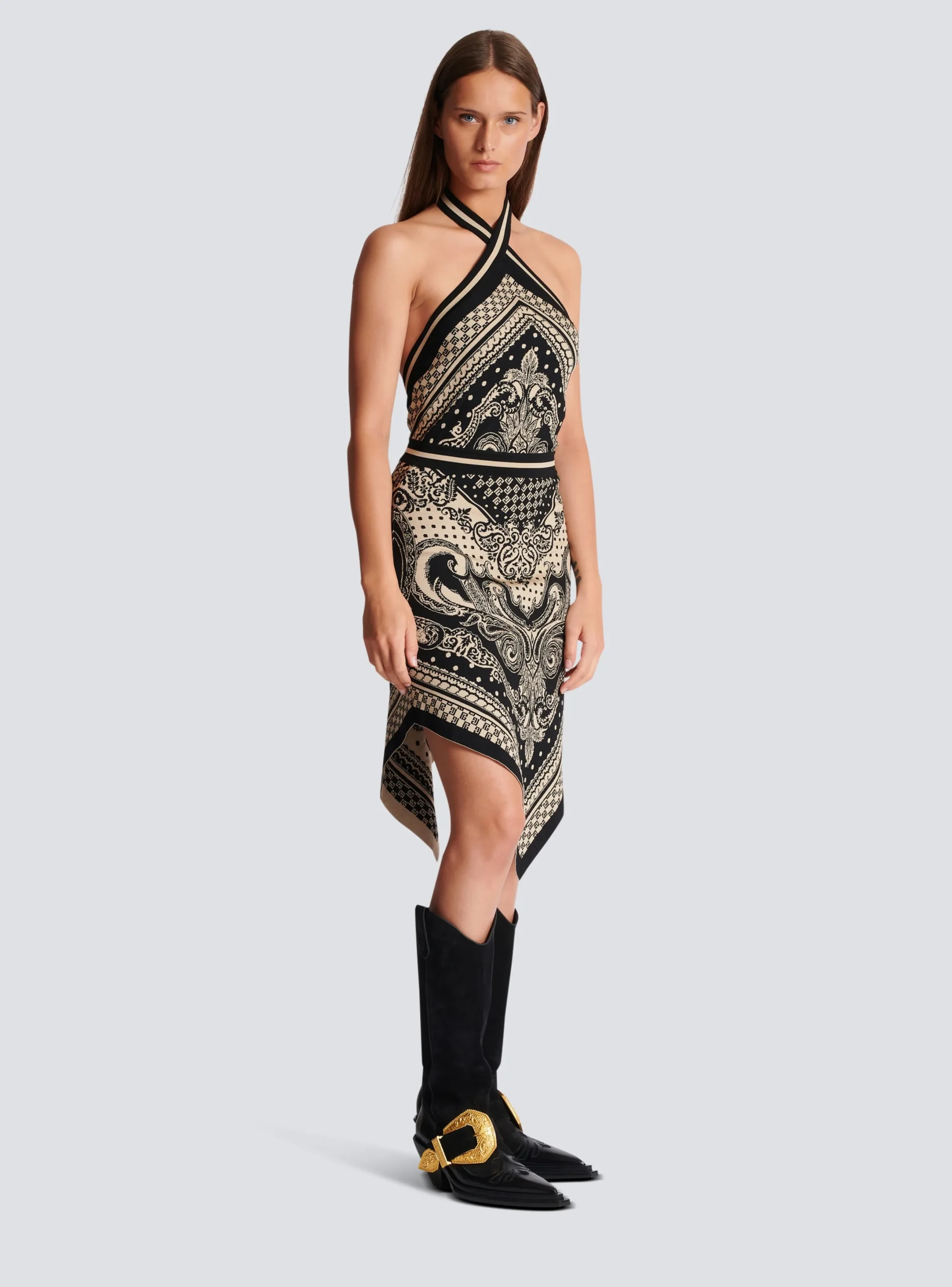 Online Backless Knit Paisley And Monogram Dress Women Knitwear|Dresses