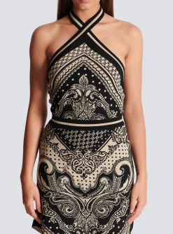 Online Backless Knit Paisley And Monogram Dress Women Knitwear|Dresses