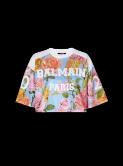 Discount Baseball T-shirt With Pastel Roses Print Women T-Shirts