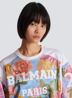 Discount Baseball T-shirt With Pastel Roses Print Women T-Shirts