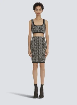 Cheap Bicolor Jacquard Knit Skirt Women Skirts
