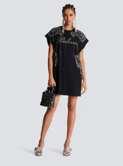 Flash Sale Signature Chain Embroidered T-shirt Dress Women Dresses