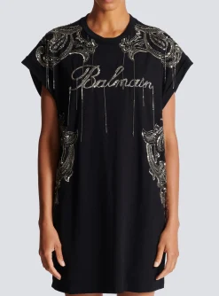 Flash Sale Signature Chain Embroidered T-shirt Dress Women Dresses