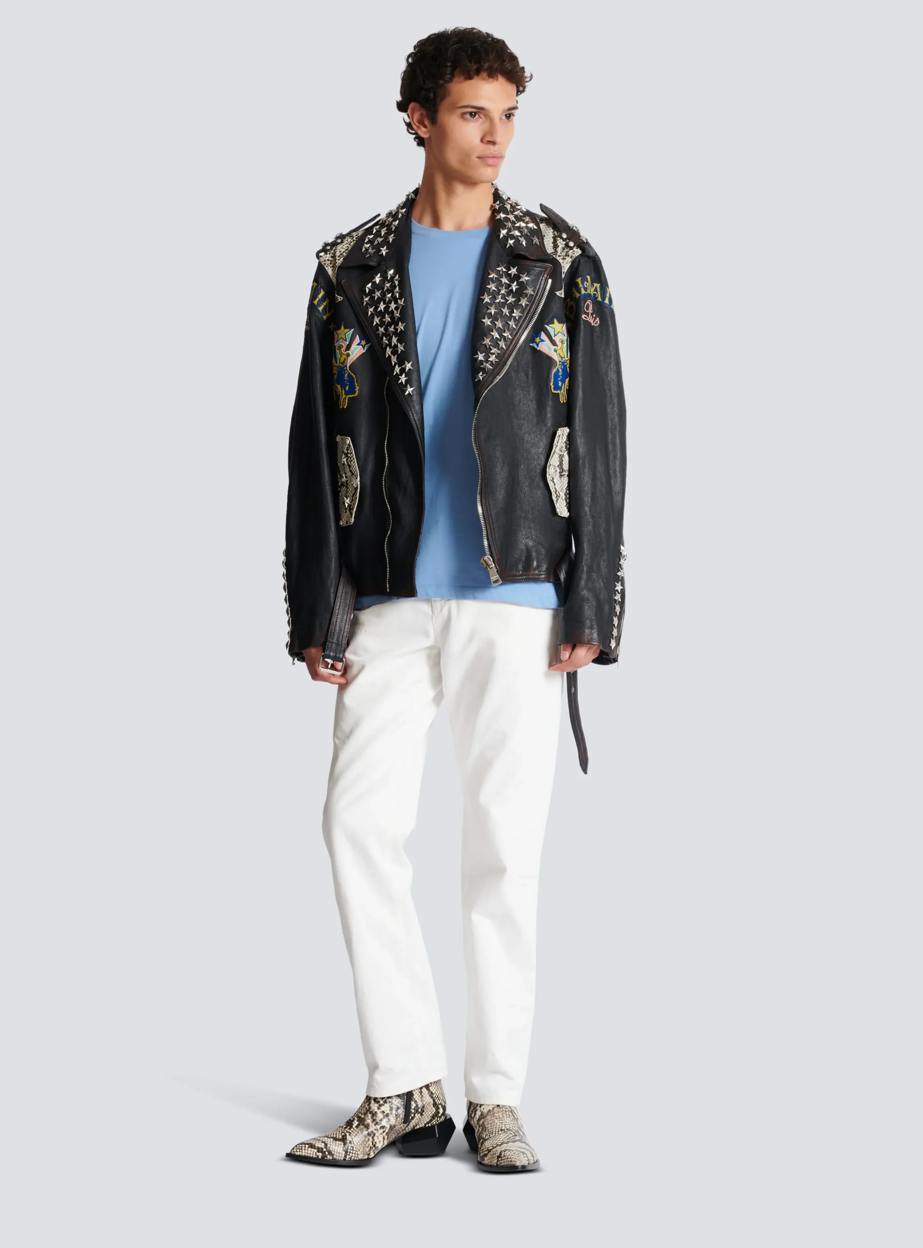 Clearance Western Leather Biker Jacket Outerwear