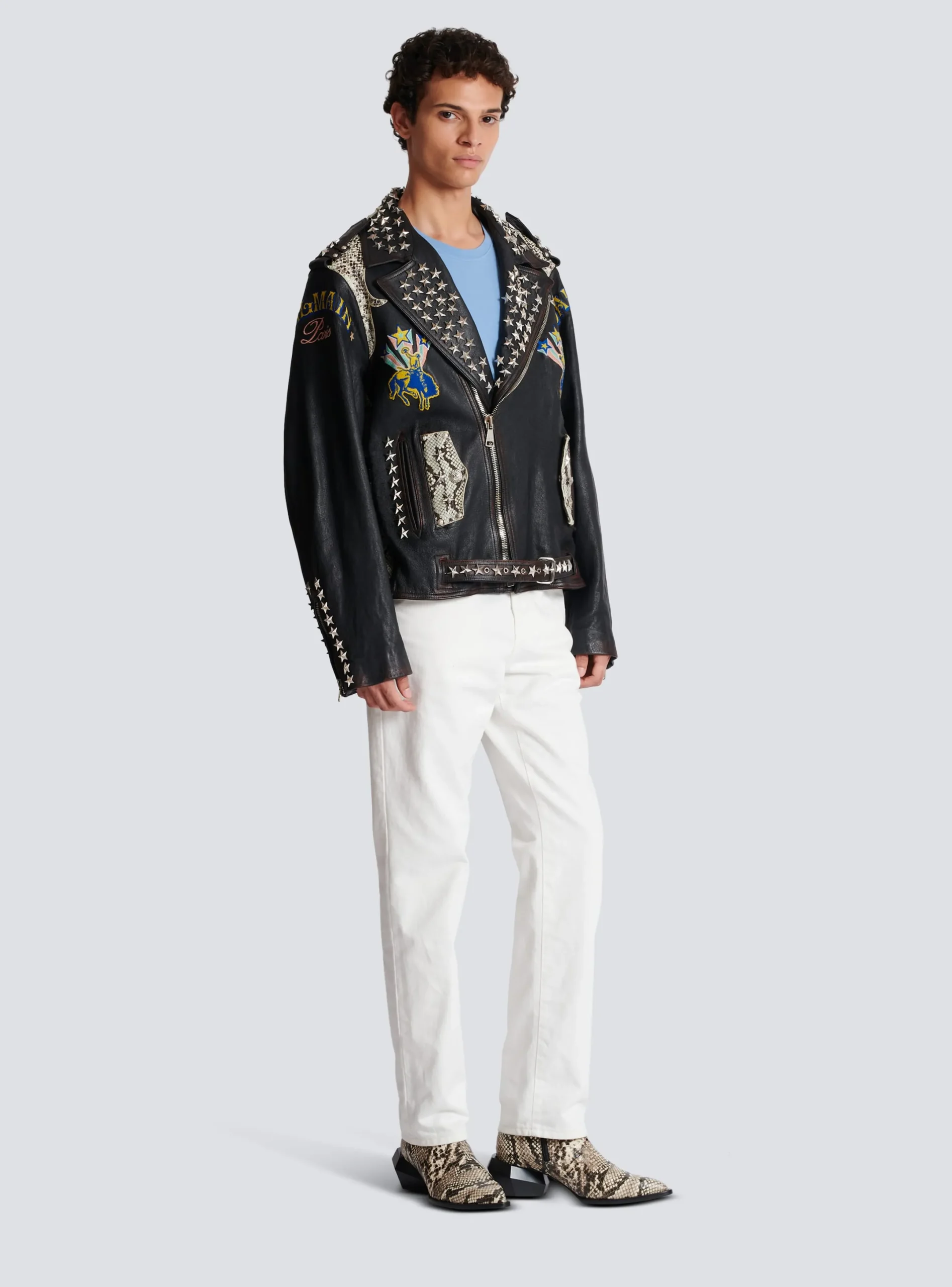 Clearance Western Leather Biker Jacket Outerwear