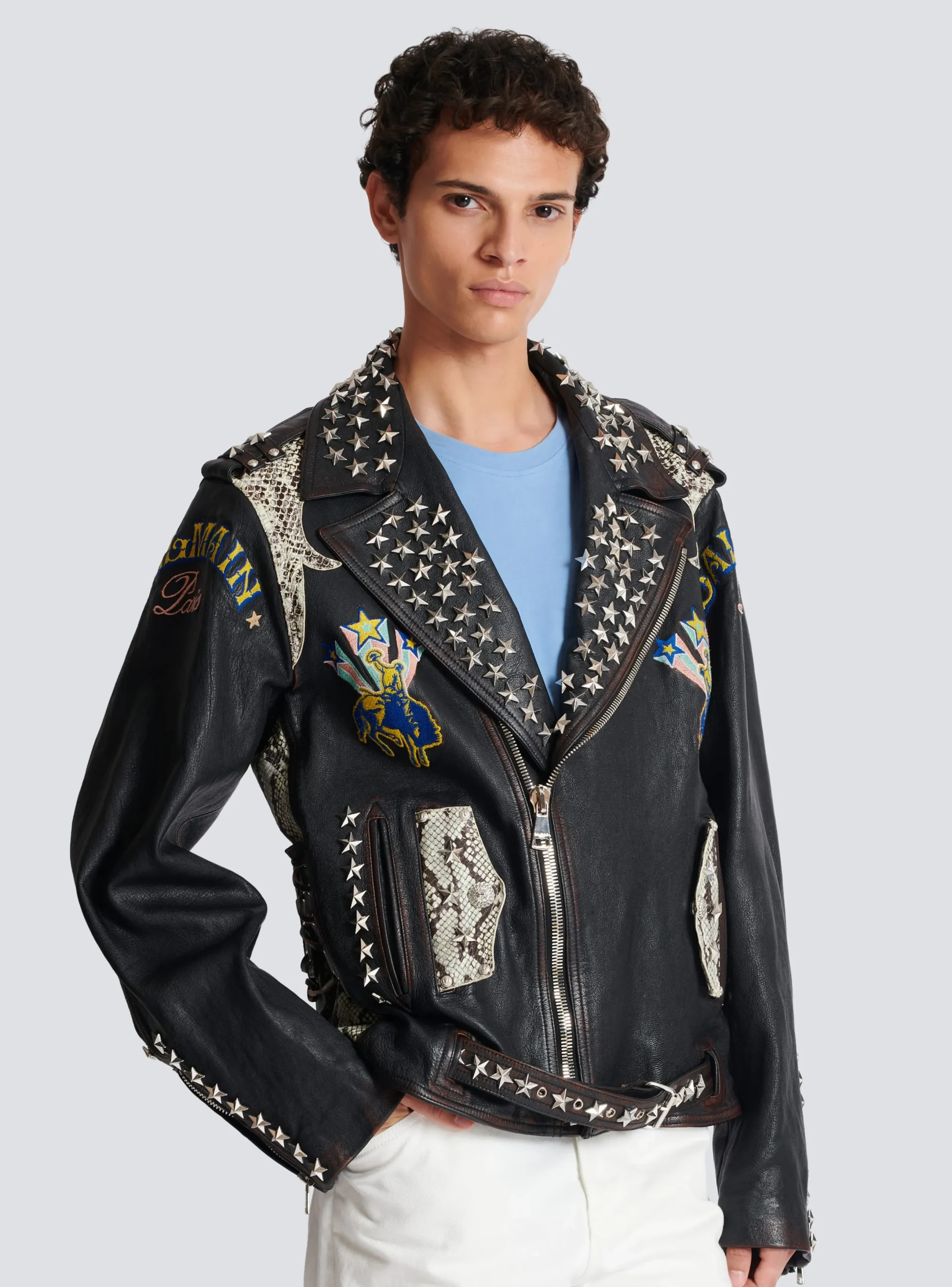 Clearance Western Leather Biker Jacket Outerwear