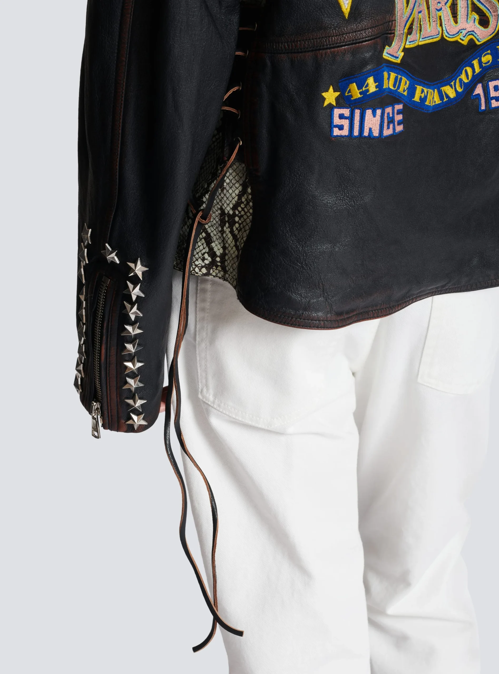 Clearance Western Leather Biker Jacket Outerwear