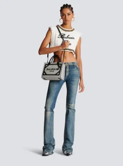 Sale B-Army Canvas And Leather Tote Bag Women Tote Bags|Shoulder Bags