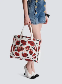 Flash Sale B-Army Medium Canvas Tote Bag With A Roses Print Women Shoulder Bags|B-Army Bags