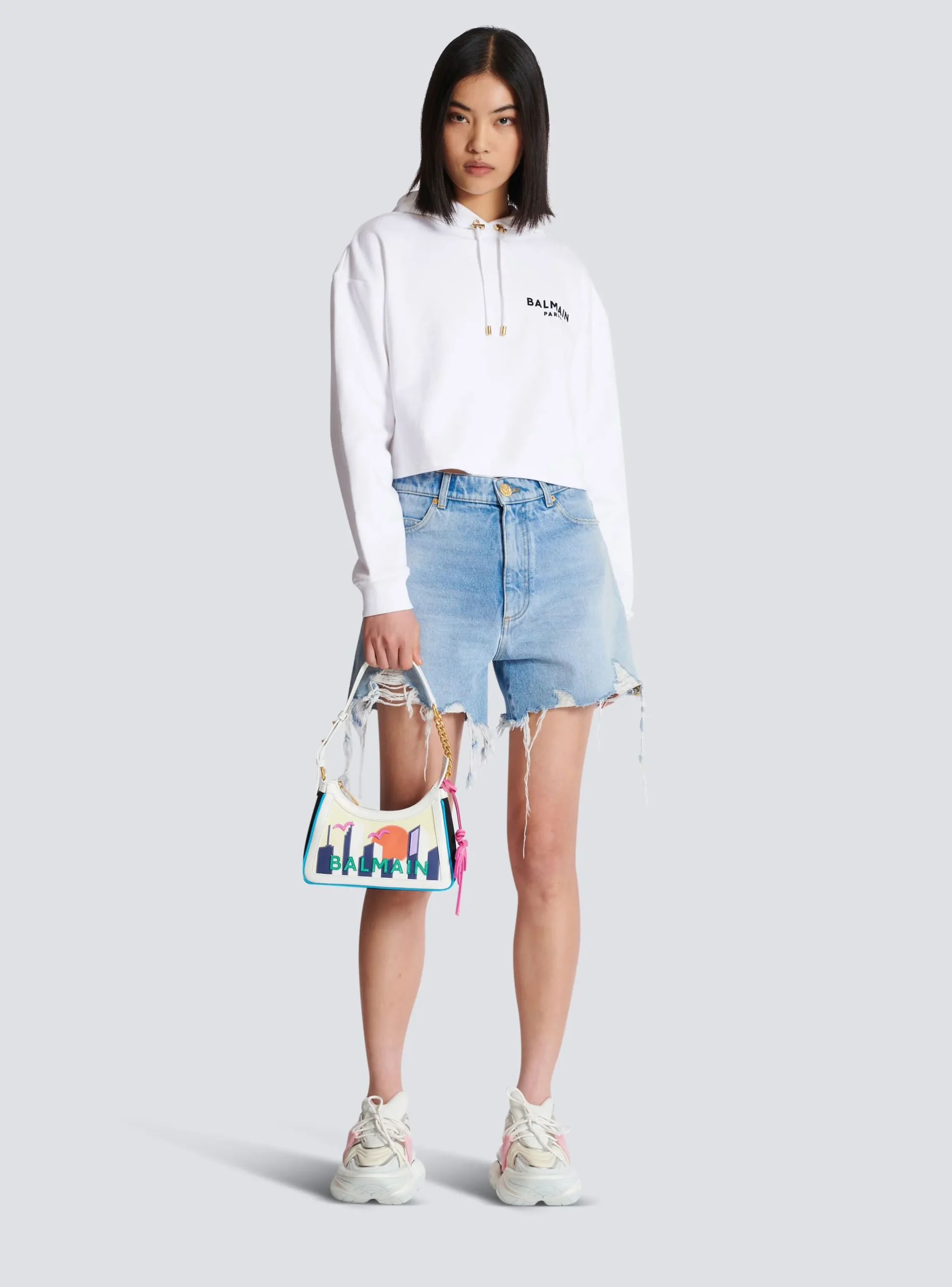 Cheap B-Army Shoulder Bag In Calfskin And Printed Postcard Canvas Women Shoulder Bags|B-Army Bags