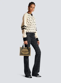 Best Sale B-Army Small Canvas Shopping Bag With Leather Inserts Women Tote Bags|Shoulder Bags