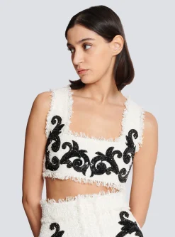 New Baroque Strappy Tweed Top Women Tops And Shirts