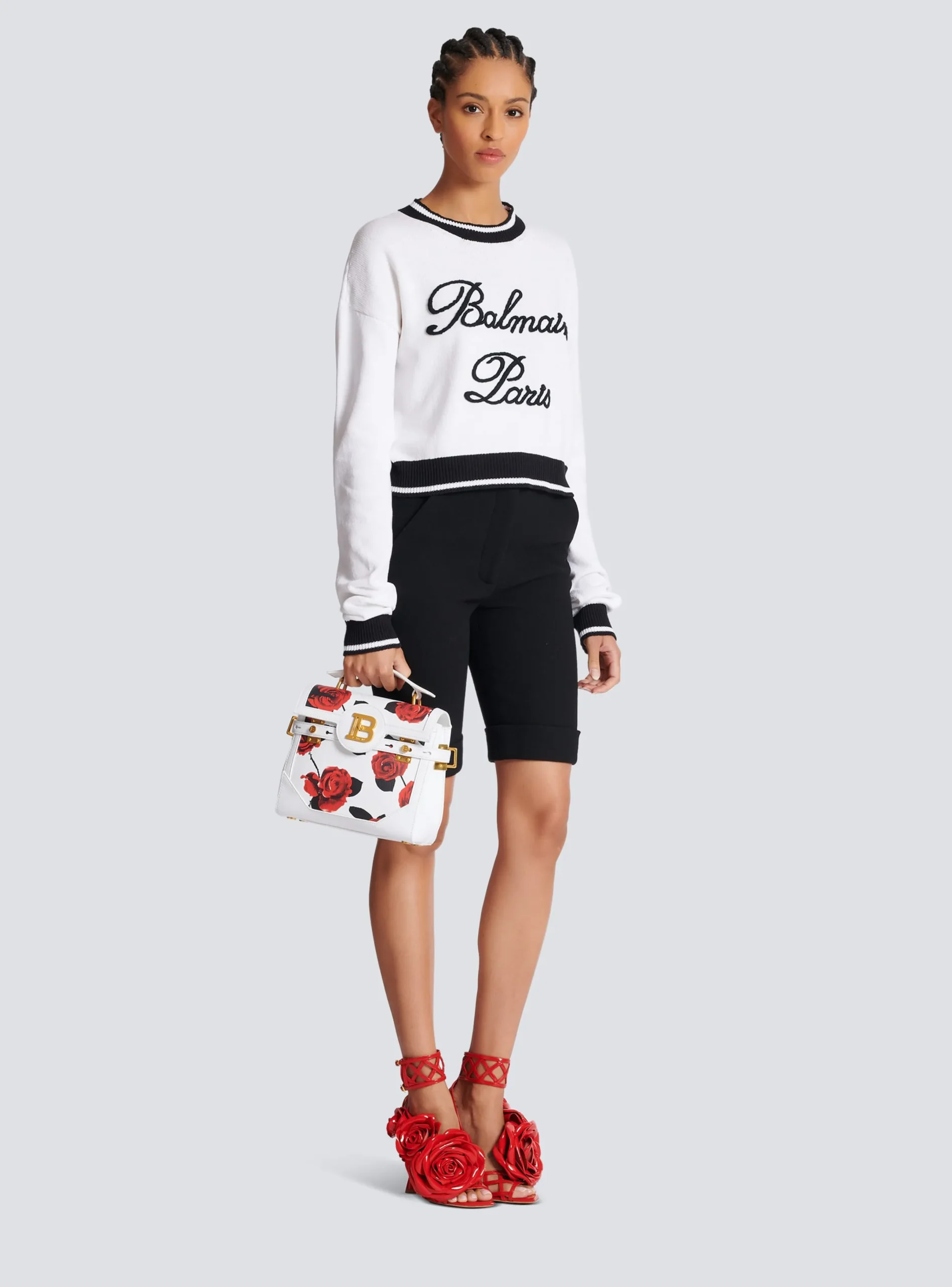 Fashion B-Buzz 23 Calfskin Bag With A Roses Print And Embossed Grid Motif Women Shoulder Bags|Crossbody Bags
