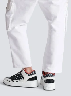 Cheap B-Court Mid Top Star Print Leather Trainers B-Court