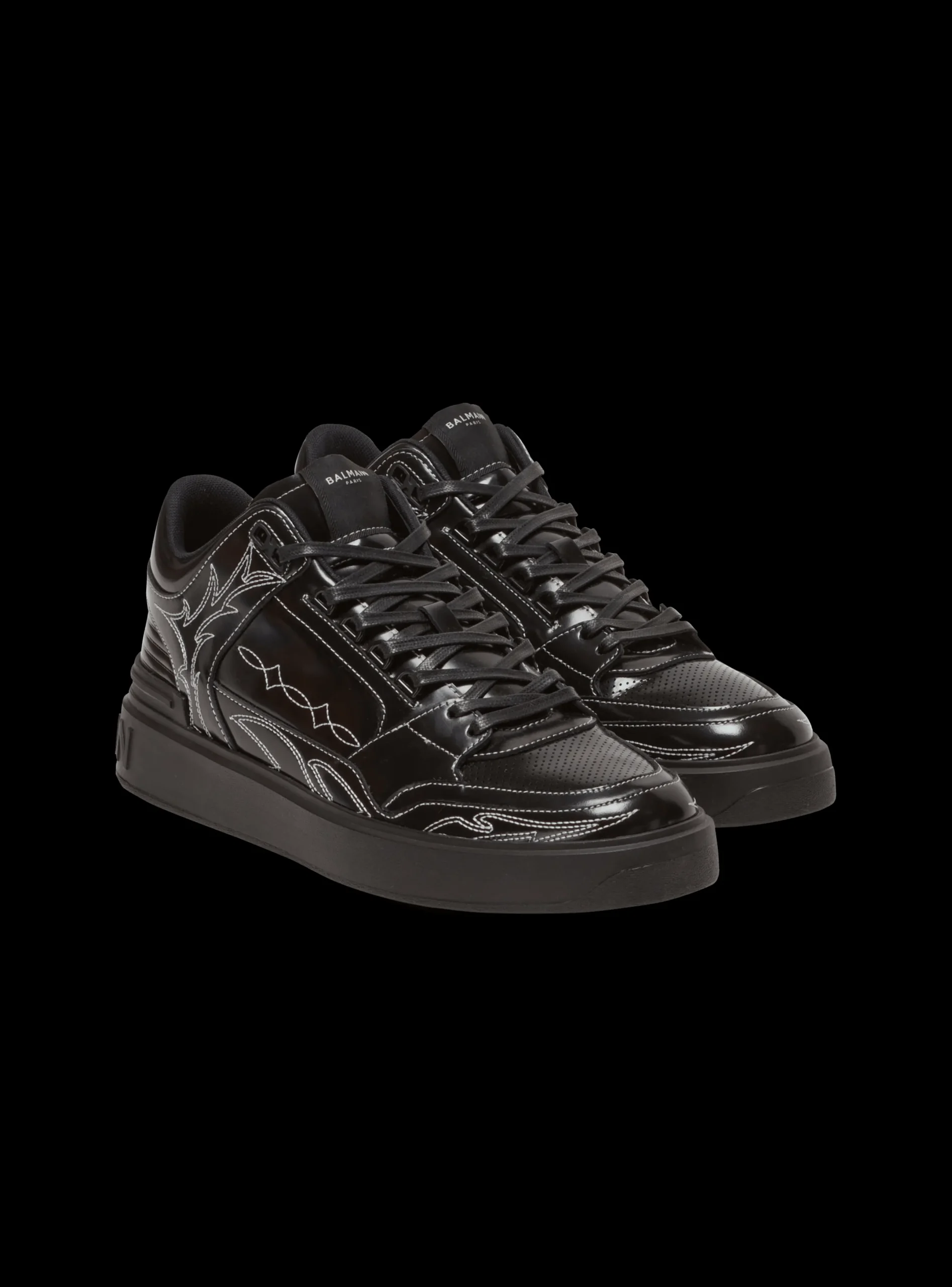 Best B-Court Mid Top Western Glazed Leather Trainers B-Court