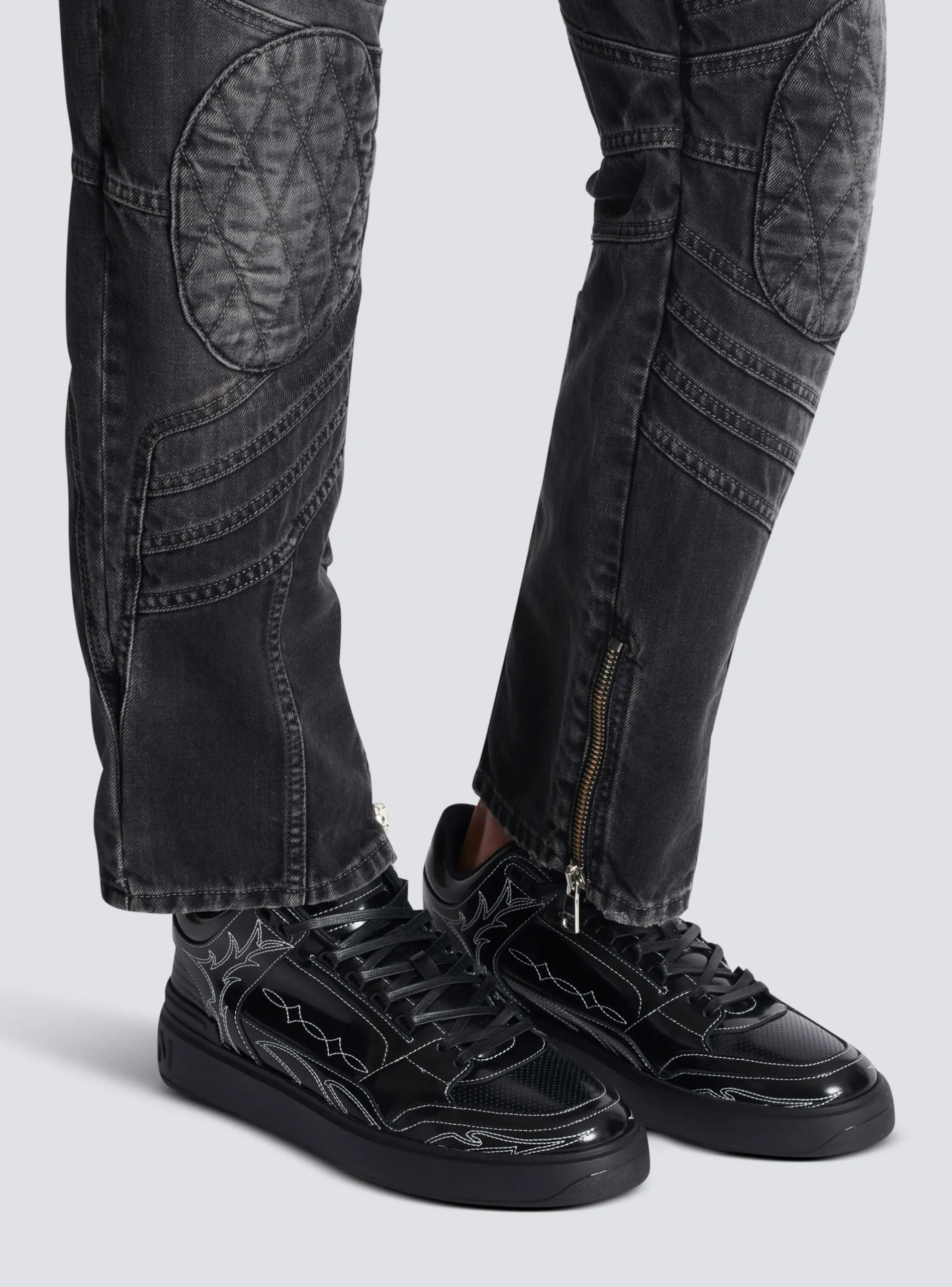 Best B-Court Mid Top Western Glazed Leather Trainers B-Court