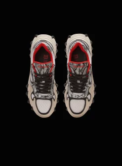 Flash Sale B-East Mesh And Snakeskin-effect Leather Trainers B-East