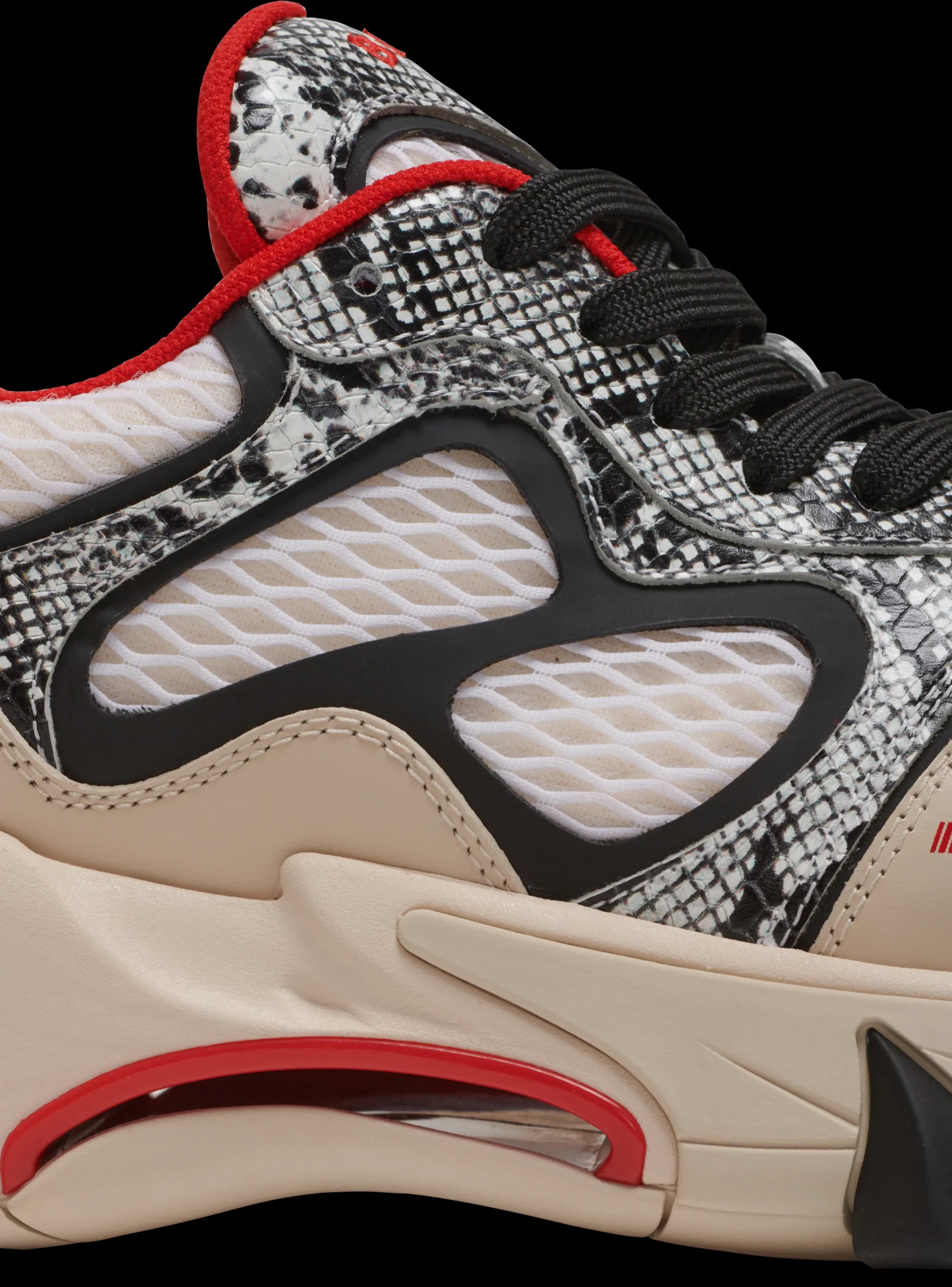 Flash Sale B-East Mesh And Snakeskin-effect Leather Trainers B-East