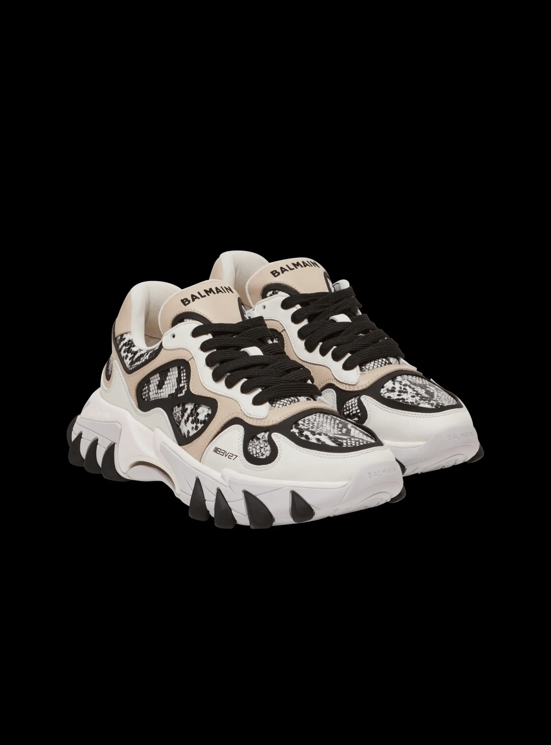 Sale B-East Snakeskin-effect Leather, Suede And Mesh Trainers Women Women|Sneakers