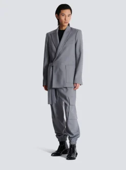 Sale Belted Asymmetrical Jacket In Double Crepe Jackets And Blazers