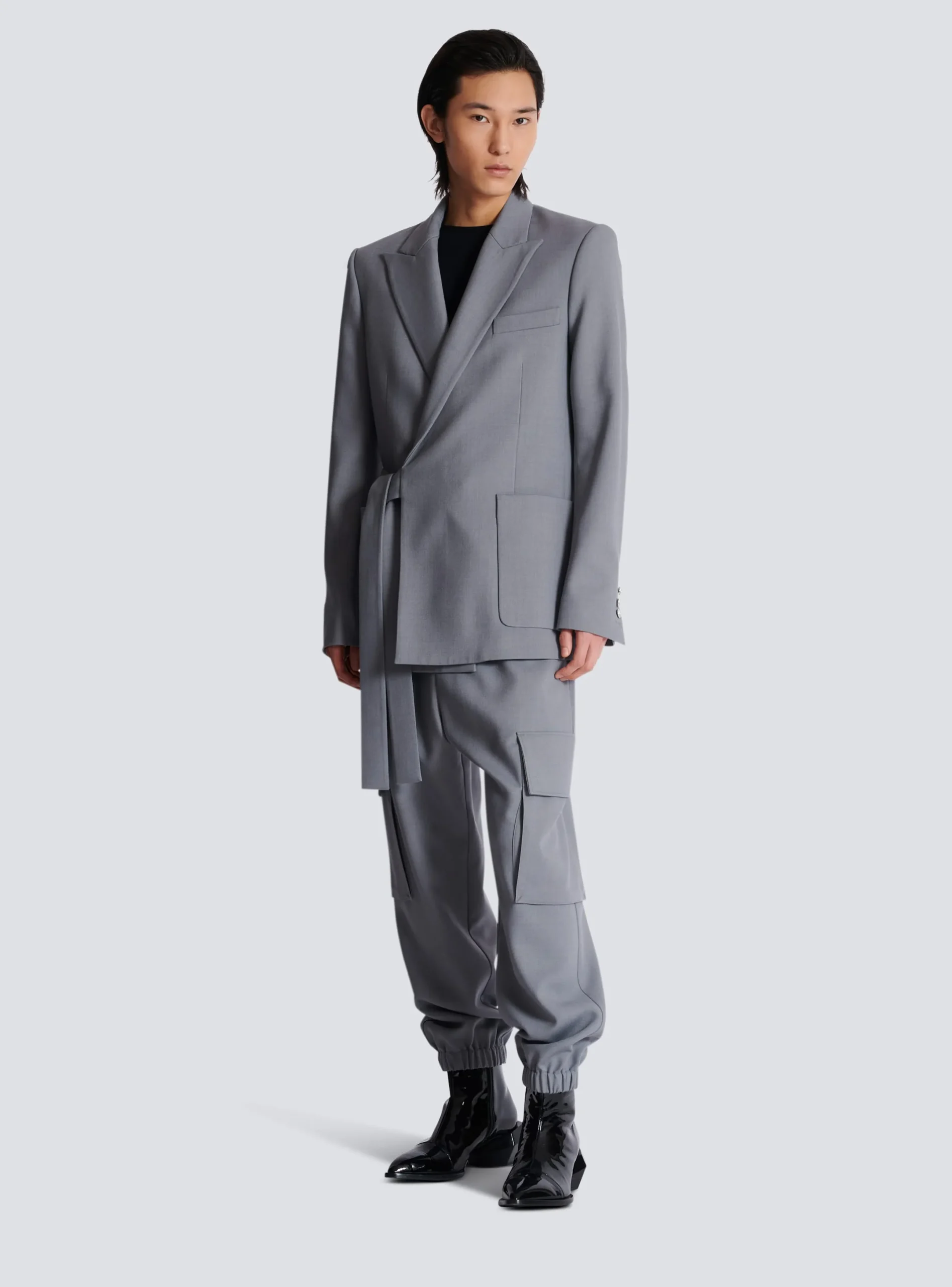 Sale Belted Asymmetrical Jacket In Double Crepe Jackets And Blazers