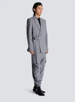 Sale Belted Asymmetrical Jacket In Double Crepe Jackets And Blazers