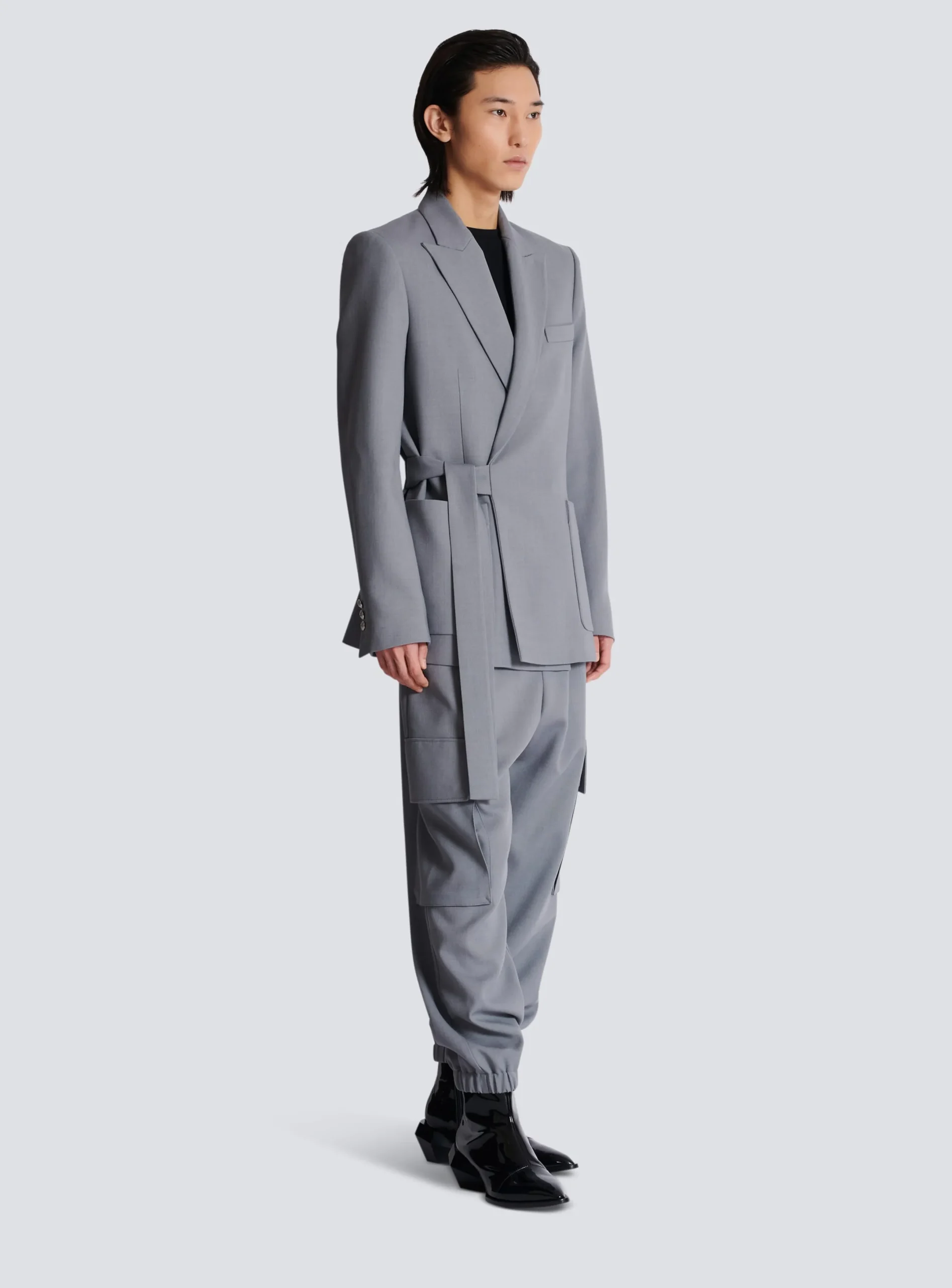 Sale Belted Asymmetrical Jacket In Double Crepe Jackets And Blazers