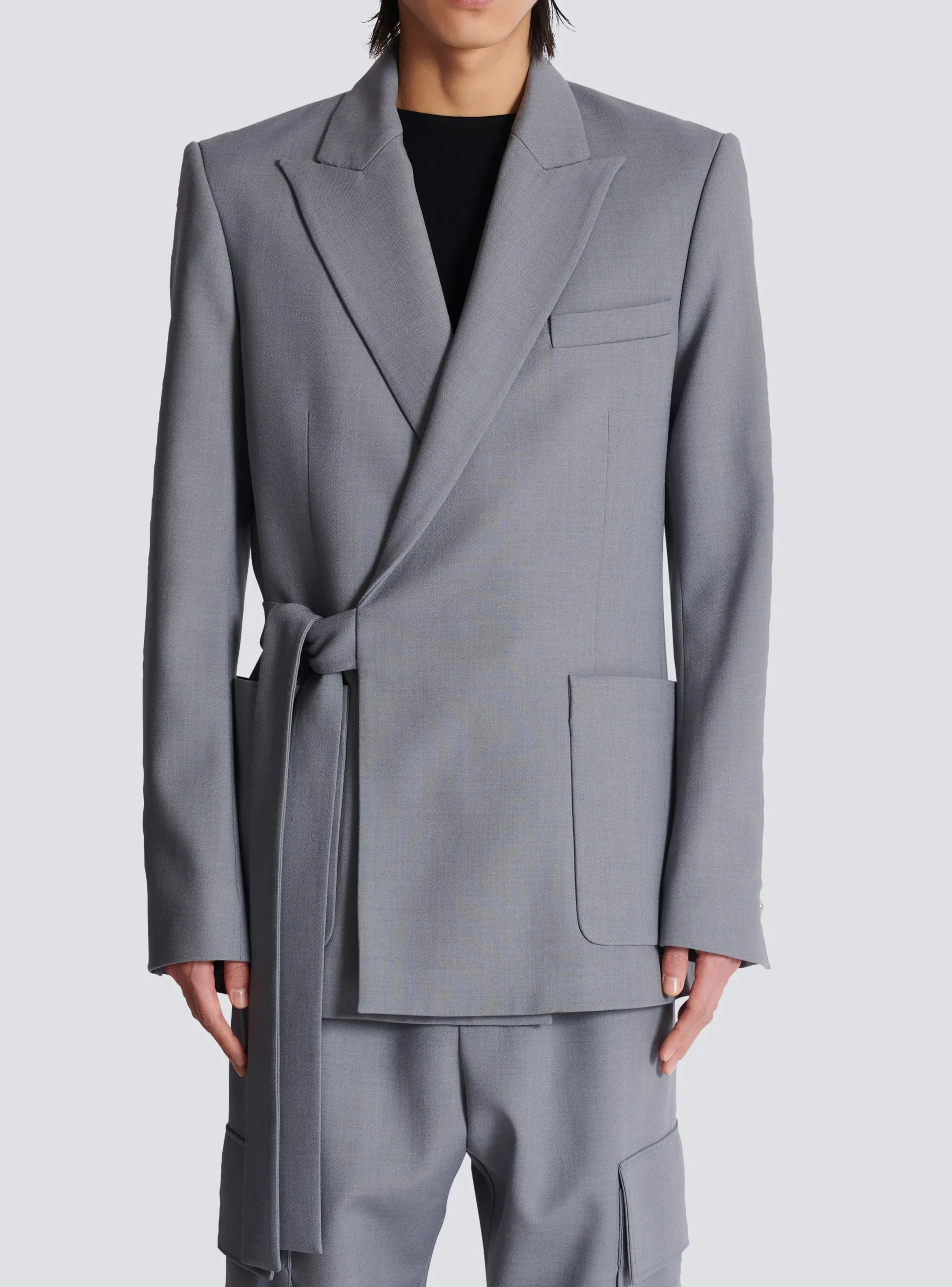 Sale Belted Asymmetrical Jacket In Double Crepe Jackets And Blazers
