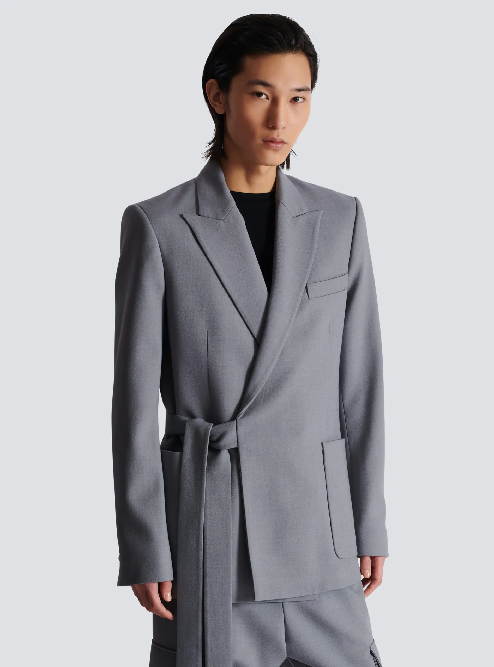 Sale Belted Asymmetrical Jacket In Double Crepe Jackets And Blazers