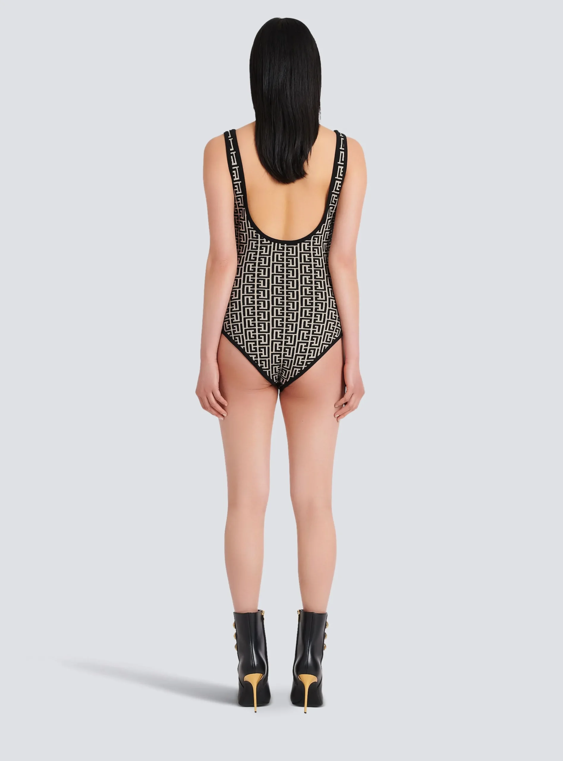 Clearance Bicolor Jacquard Bodysuit With Monogram Women Tops And Shirts