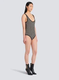 Clearance Bicolor Jacquard Bodysuit With Monogram Women Tops And Shirts