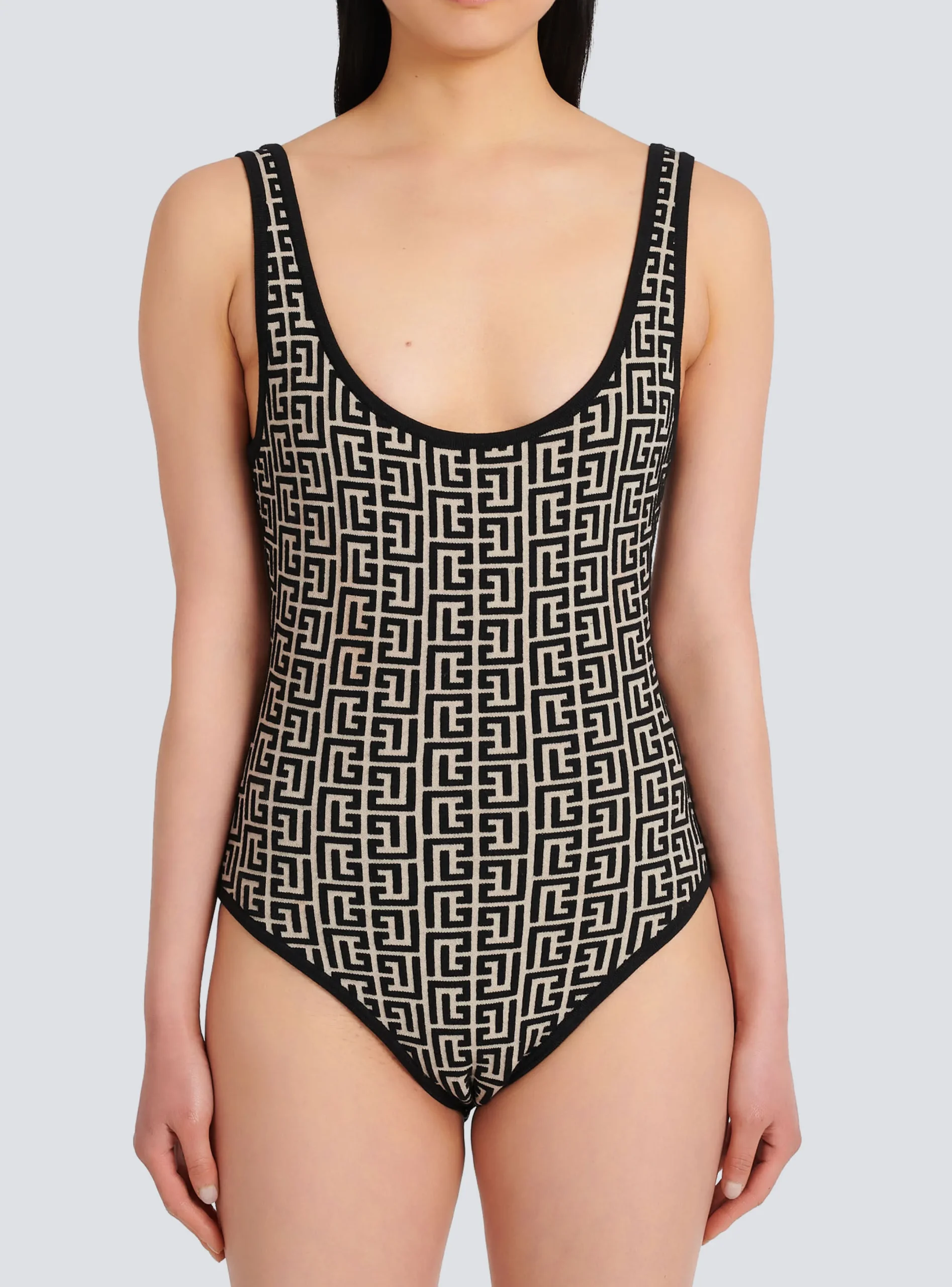 Clearance Bicolor Jacquard Bodysuit With Monogram Women Tops And Shirts