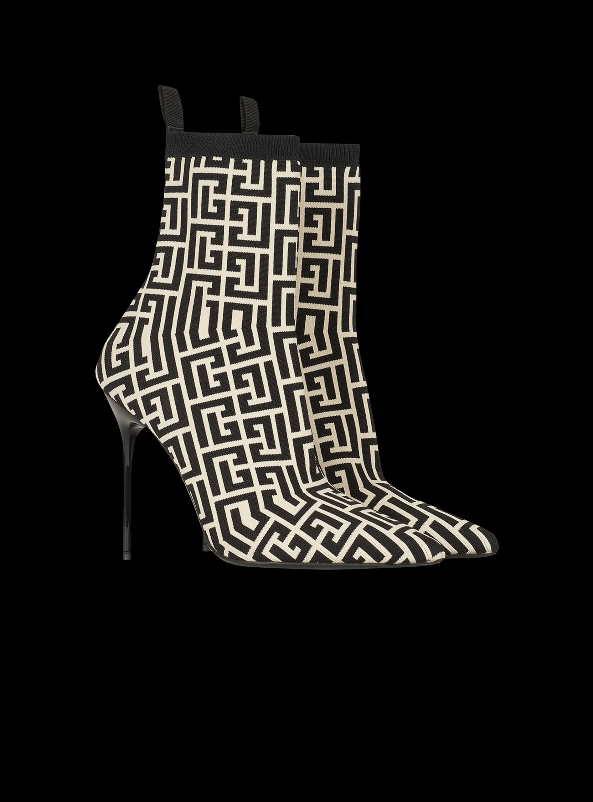 Outlet Bicolor Stretch Knit Skye Ankle Boots With Monogram Women Boots