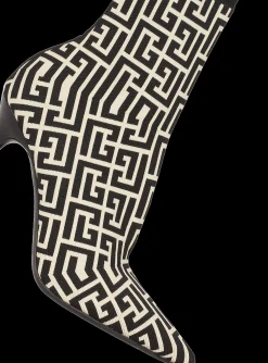 Outlet Bicolor Stretch Knit Skye Ankle Boots With Monogram Women Boots
