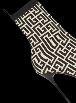 Outlet Bicolor Stretch Knit Skye Ankle Boots With Monogram Women Boots