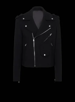 Hot Biker Jacket In Felted Wool Outerwear