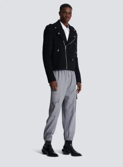 Hot Biker Jacket In Felted Wool Outerwear