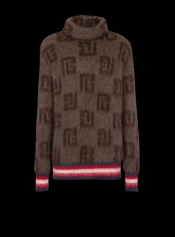 Cheap Brushed Mohair Jumper With Monogram Print Knitwear