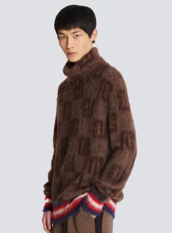 Cheap Brushed Mohair Jumper With Monogram Print Knitwear