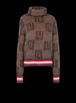 Sale Brushed Mohair Jumper With Monogram Print Women Knitwear